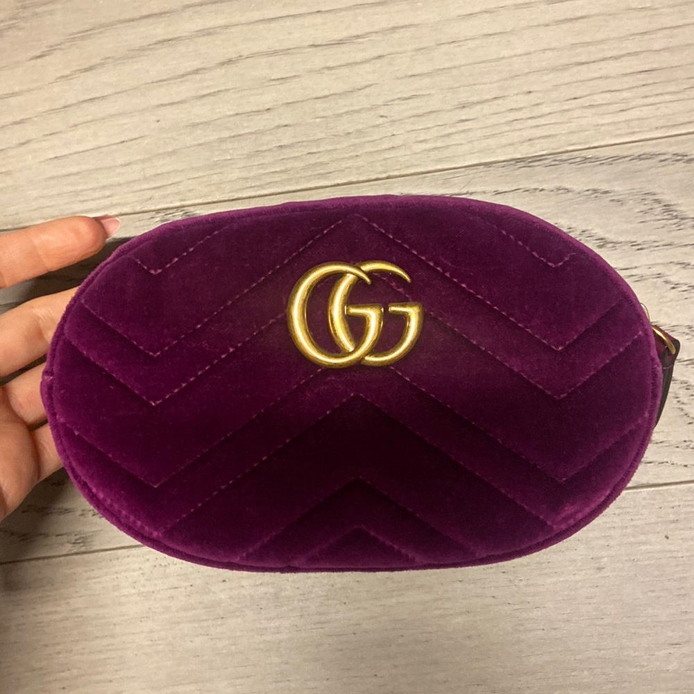 Gucci Velvet GG Marmont Matelassé Belt Bag